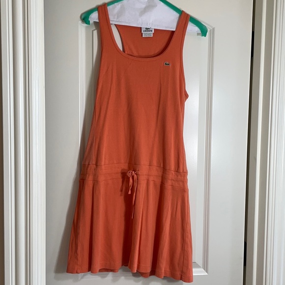 lacoste orange dress 60s Lacoste Dress David Crystal Orange Polo Short Sleeve Button Front Pique Knit Pockets Mod Preppy Tennis Vintage Lacoste Style Medium M